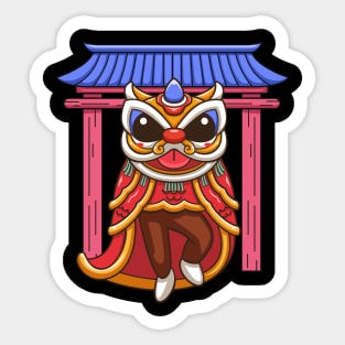 chinese year lion dance Sticker